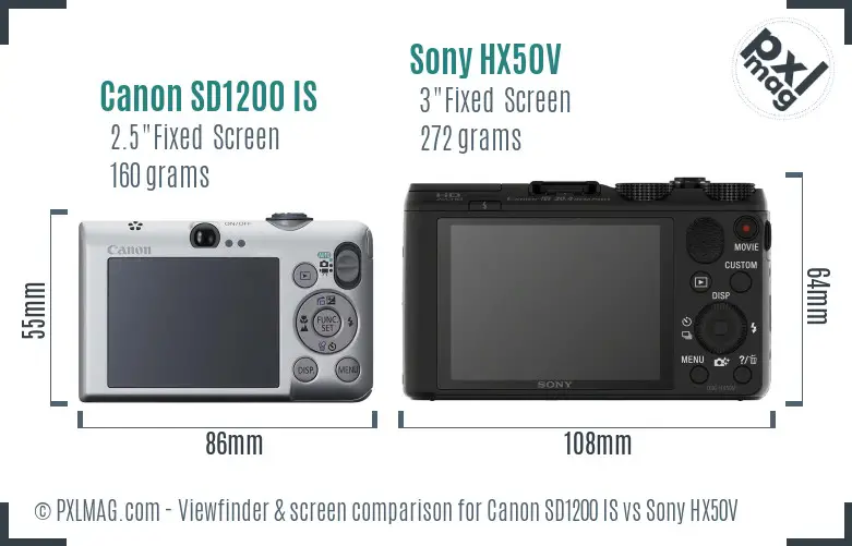 Canon SD1200 IS vs Sony HX50V Screen and Viewfinder comparison Canon SD1200 IS vs Sony HX50V Screen and Viewfinder comparison