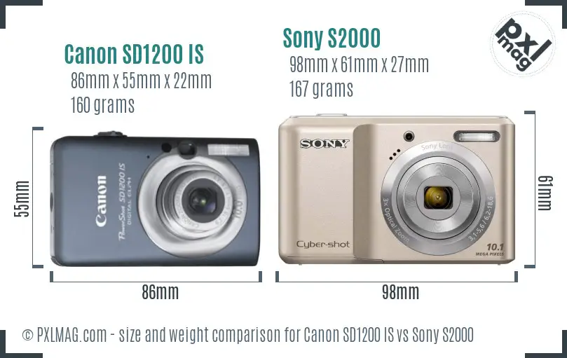 Canon SD1200 IS vs Sony S2000 size comparison