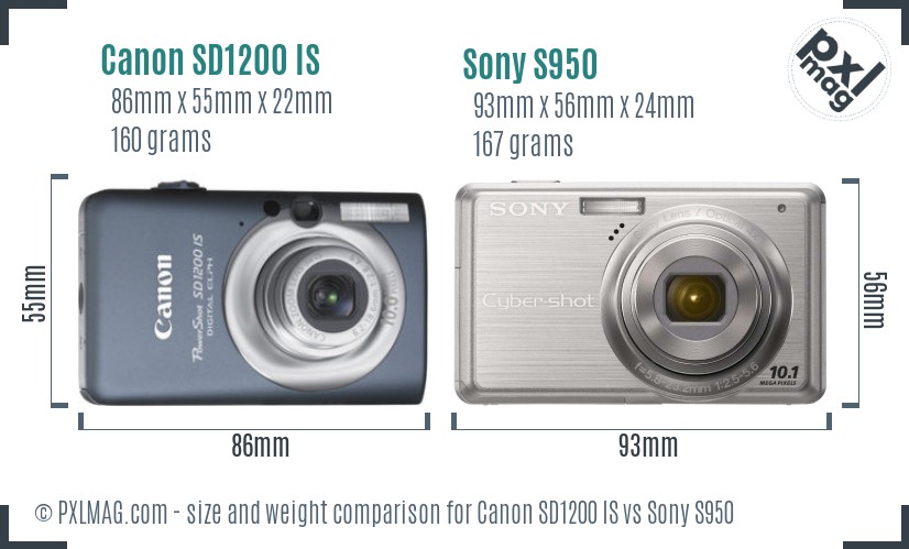 Canon SD1200 IS vs Sony S950 size comparison Canon SD1200 IS vs Sony S950 size comparison