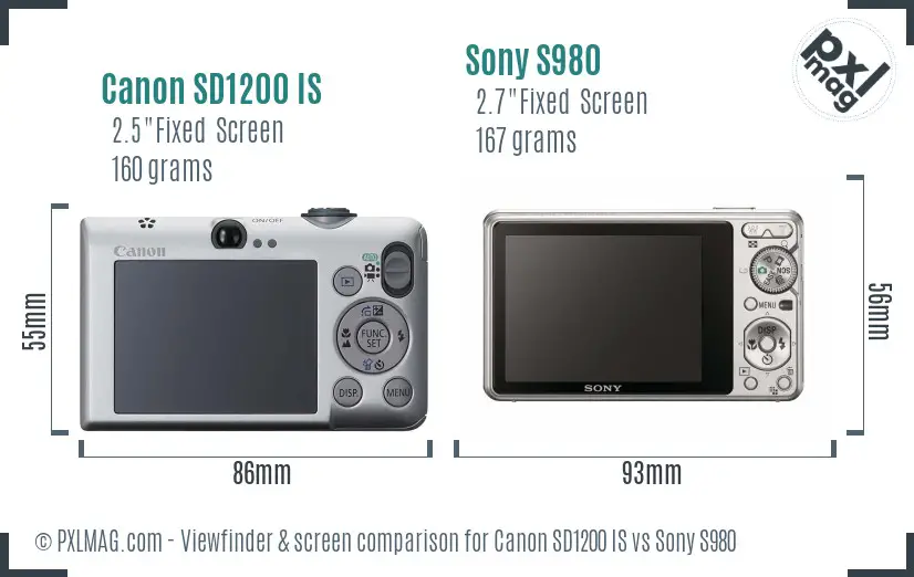 Canon SD1200 IS vs Sony S980 Screen and Viewfinder comparison Canon SD1200 IS vs Sony S980 Screen and Viewfinder comparison