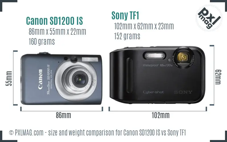 Canon SD1200 IS vs Sony TF1 size comparison