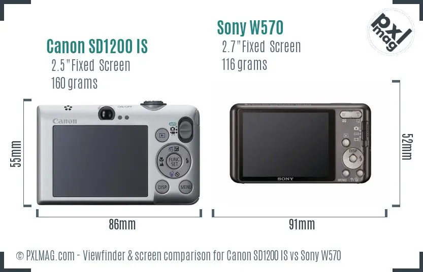 Canon SD1200 IS vs Sony W570 Screen and Viewfinder comparison