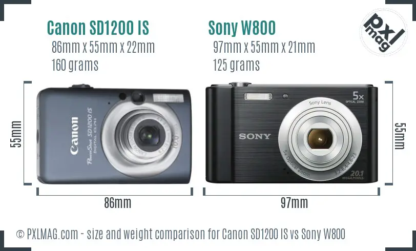Canon SD1200 IS vs Sony W800 size comparison Canon SD1200 IS vs Sony W800 size comparison