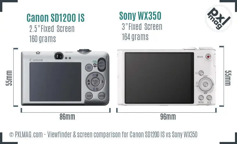 Canon SD1200 IS vs Sony WX350 Screen and Viewfinder comparison