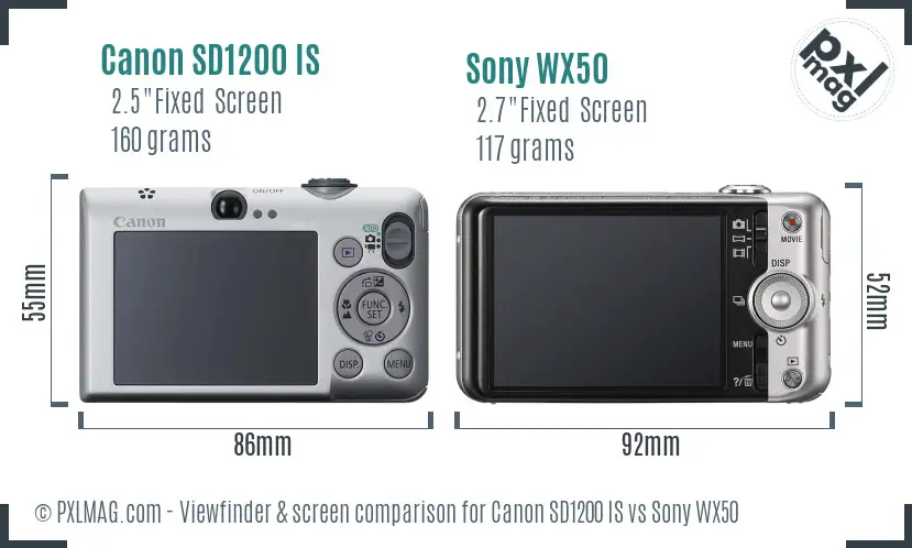 Canon SD1200 IS vs Sony WX50 Screen and Viewfinder comparison Canon SD1200 IS vs Sony WX50 Screen and Viewfinder comparison