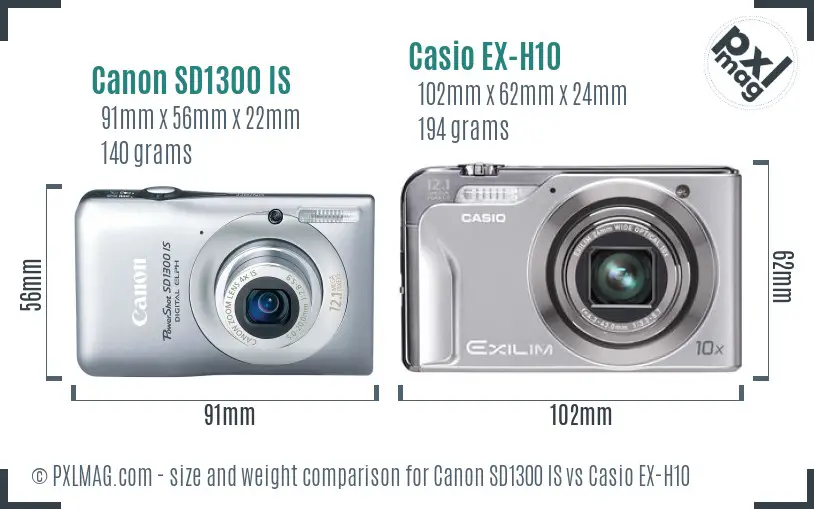 Canon SD1300 IS vs Casio EX-H10 size comparison Canon SD1300 IS vs Casio EX-H10 size comparison