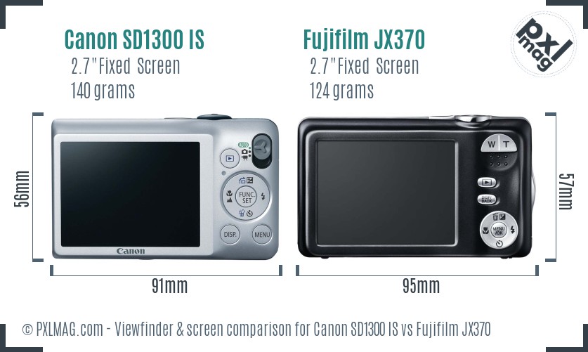 Canon SD1300 IS vs Fujifilm JX370 Screen and Viewfinder comparison