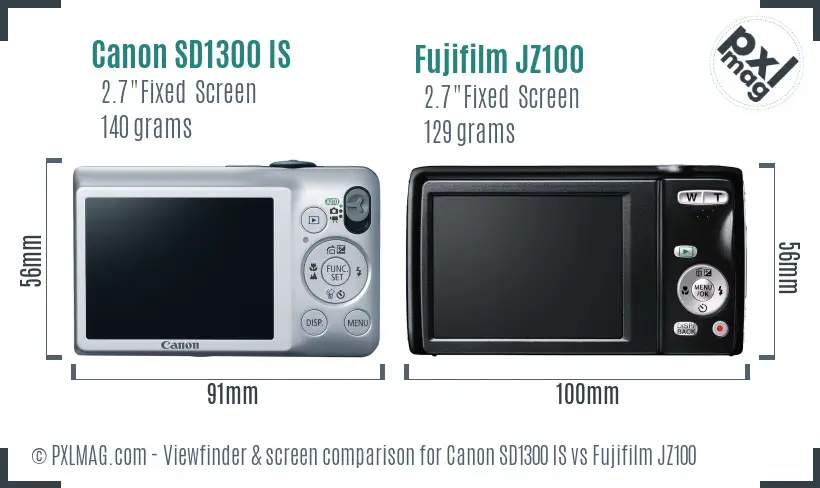 Canon SD1300 IS vs Fujifilm JZ100 Screen and Viewfinder comparison