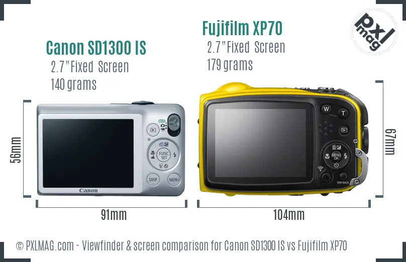Canon SD1300 IS vs Fujifilm XP70 Screen and Viewfinder comparison Canon SD1300 IS vs Fujifilm XP70 Screen and Viewfinder comparison