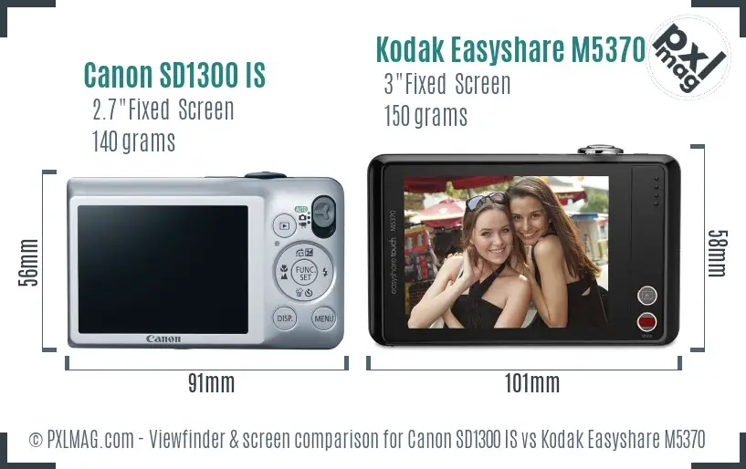 Canon SD1300 IS vs Kodak Easyshare M5370 Screen and Viewfinder comparison