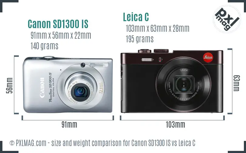 Canon SD1300 IS vs Leica C size comparison