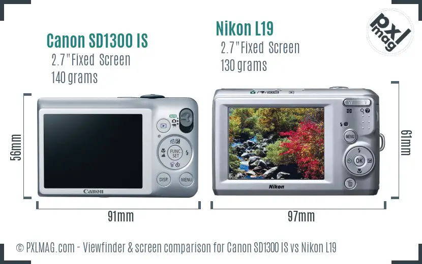 Canon SD1300 IS vs Nikon L19 Screen and Viewfinder comparison