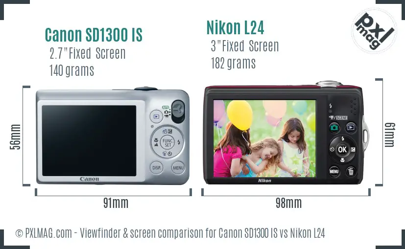 Canon SD1300 IS vs Nikon L24 Screen and Viewfinder comparison