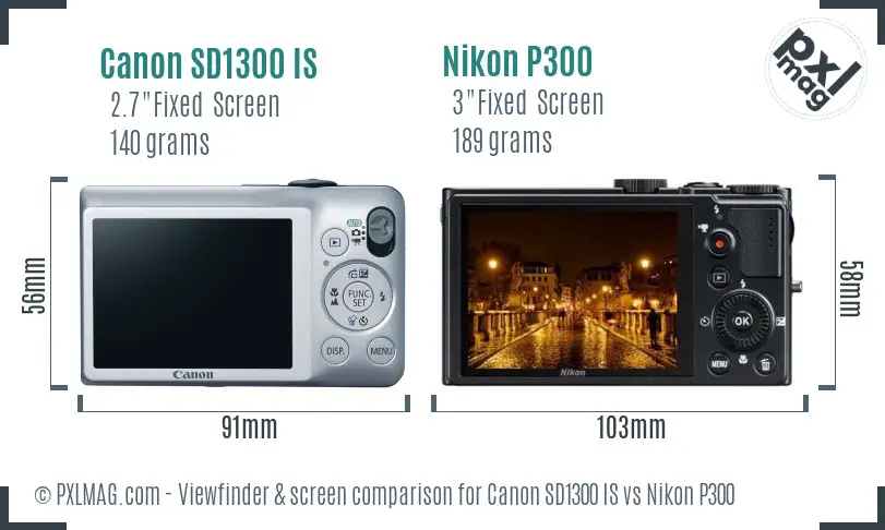Canon SD1300 IS vs Nikon P300 Screen and Viewfinder comparison