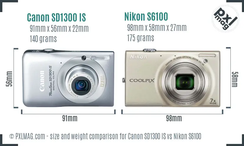Canon SD1300 IS vs Nikon S6100 size comparison
