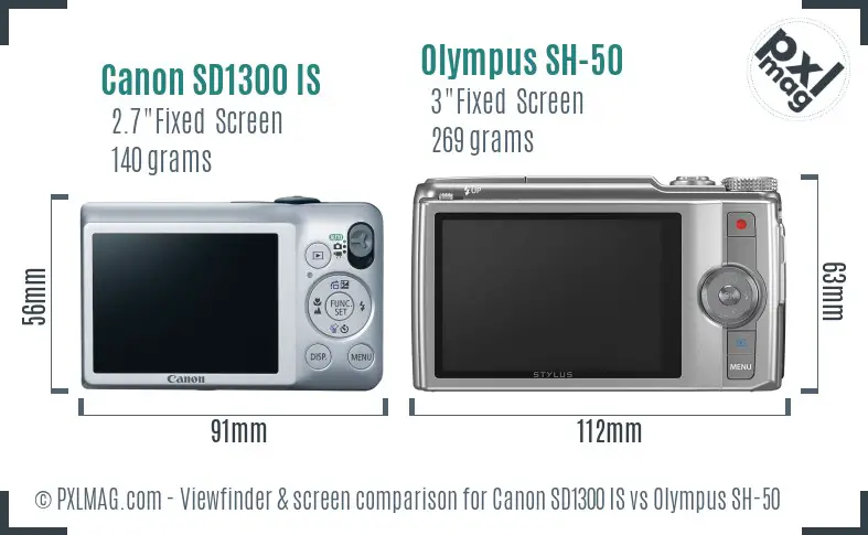 Canon SD1300 IS vs Olympus SH-50 Screen and Viewfinder comparison Canon SD1300 IS vs Olympus SH-50 Screen and Viewfinder comparison