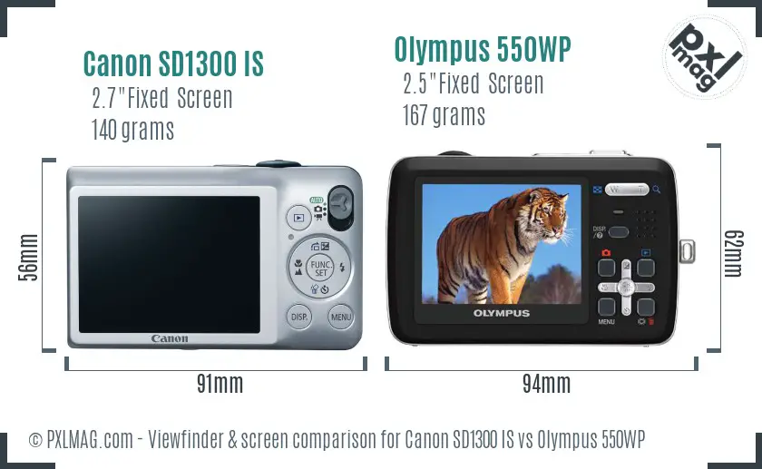 Canon SD1300 IS vs Olympus 550WP Screen and Viewfinder comparison Canon SD1300 IS vs Olympus 550WP Screen and Viewfinder comparison