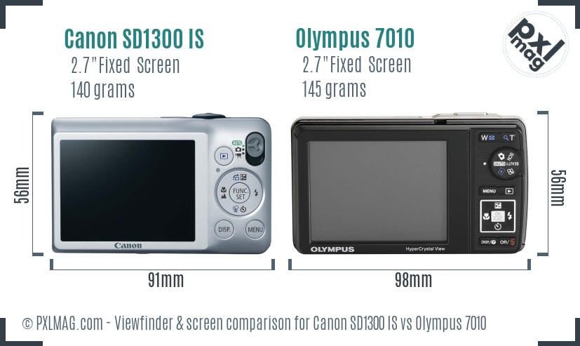 Canon SD1300 IS vs Olympus 7010 Screen and Viewfinder comparison