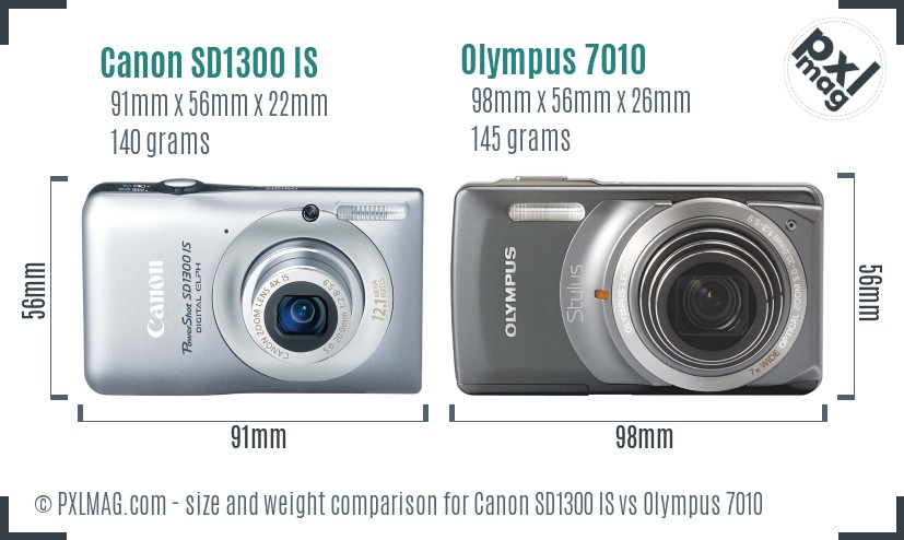 Canon SD1300 IS vs Olympus 7010 size comparison