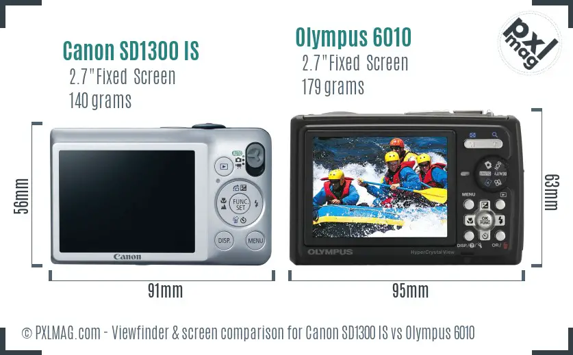 Canon SD1300 IS vs Olympus 6010 Screen and Viewfinder comparison Canon SD1300 IS vs Olympus 6010 Screen and Viewfinder comparison