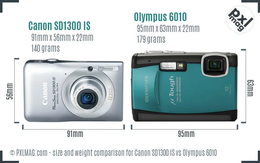 Canon SD1300 IS vs Olympus 6010 size comparison Canon SD1300 IS vs Olympus 6010 size comparison