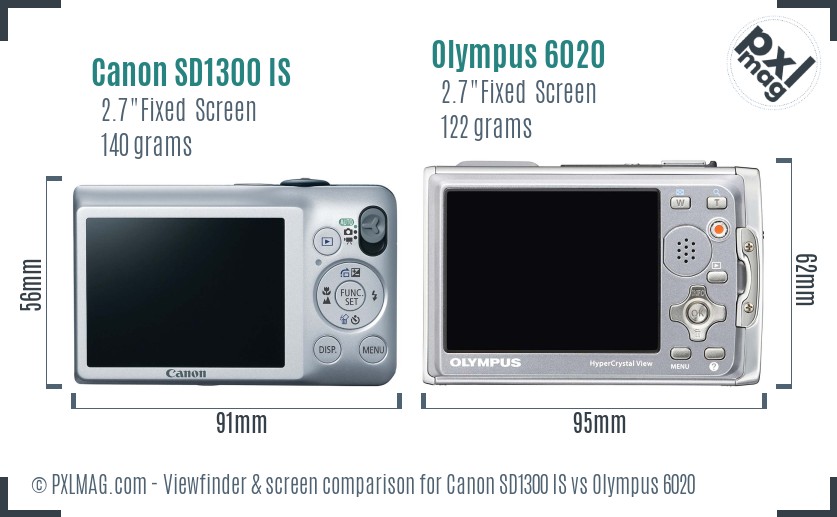 Canon SD1300 IS vs Olympus 6020 Screen and Viewfinder comparison