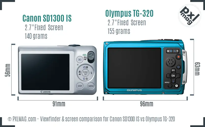 Canon SD1300 IS vs Olympus TG-320 Screen and Viewfinder comparison