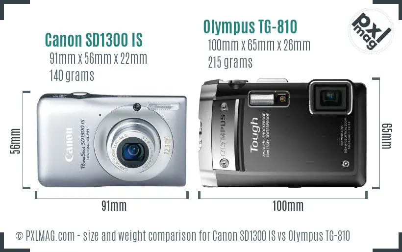 Canon SD1300 IS vs Olympus TG-810 size comparison Canon SD1300 IS vs Olympus TG-810 size comparison