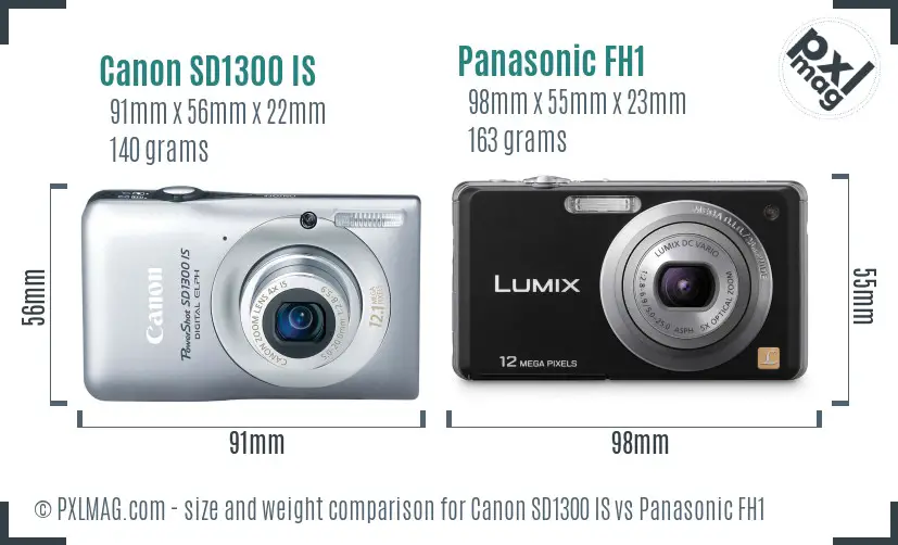 Canon SD1300 IS vs Panasonic FH1 size comparison Canon SD1300 IS vs Panasonic FH1 size comparison