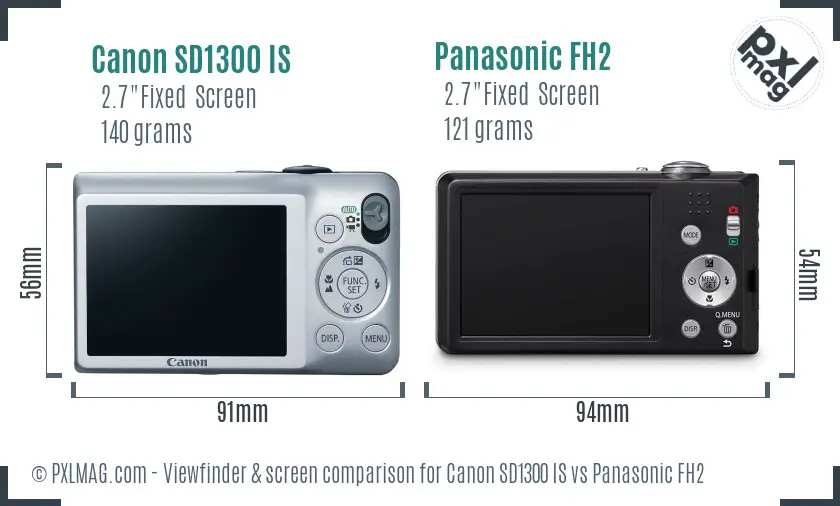 Canon SD1300 IS vs Panasonic FH2 Screen and Viewfinder comparison