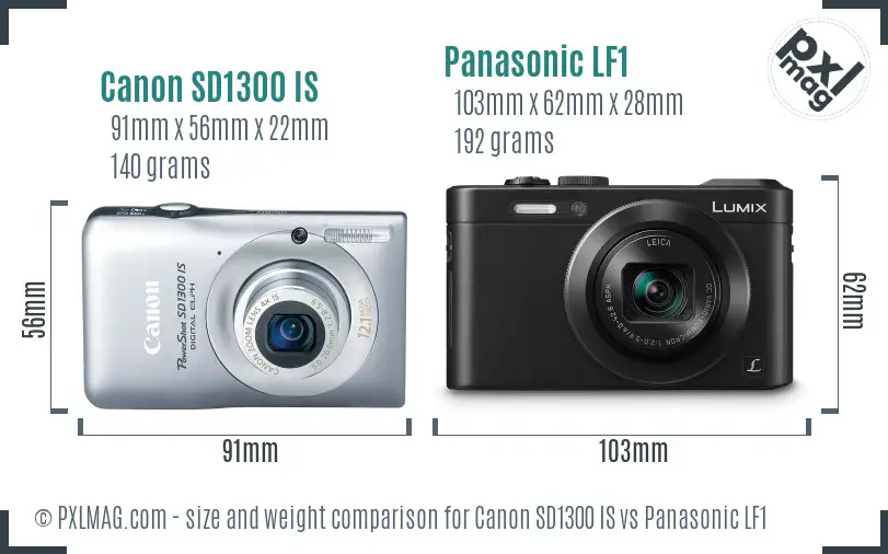Canon SD1300 IS vs Panasonic LF1 size comparison Canon SD1300 IS vs Panasonic LF1 size comparison
