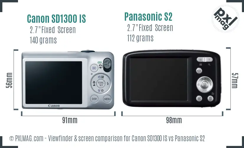 Canon SD1300 IS vs Panasonic S2 Screen and Viewfinder comparison Canon SD1300 IS vs Panasonic S2 Screen and Viewfinder comparison