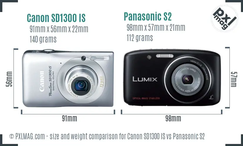 Canon SD1300 IS vs Panasonic S2 size comparison Canon SD1300 IS vs Panasonic S2 size comparison