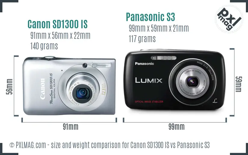 Canon SD1300 IS vs Panasonic S3 size comparison Canon SD1300 IS vs Panasonic S3 size comparison