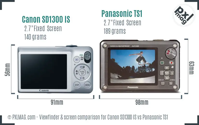 Canon SD1300 IS vs Panasonic TS1 Screen and Viewfinder comparison