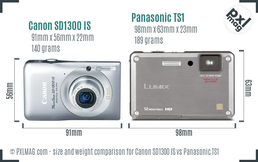 Canon SD1300 IS vs Panasonic TS1 size comparison Canon SD1300 IS vs Panasonic TS1 size comparison