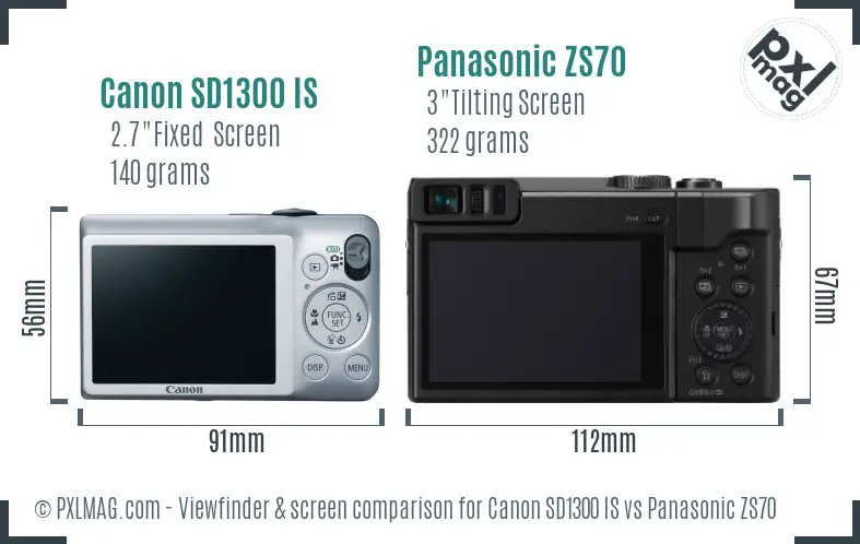 Canon SD1300 IS vs Panasonic ZS70 Screen and Viewfinder comparison Canon SD1300 IS vs Panasonic ZS70 Screen and Viewfinder comparison