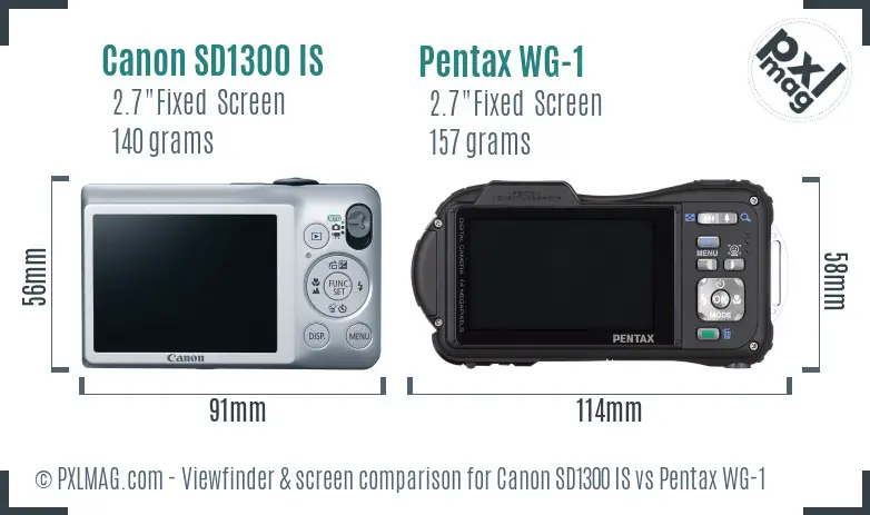 Canon SD1300 IS vs Pentax WG-1 Screen and Viewfinder comparison Canon SD1300 IS vs Pentax WG-1 Screen and Viewfinder comparison