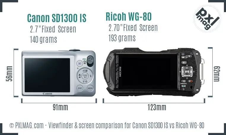 Canon SD1300 IS vs Ricoh WG-80 Screen and Viewfinder comparison Canon SD1300 IS vs Ricoh WG-80 Screen and Viewfinder comparison