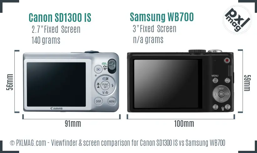 Canon SD1300 IS vs Samsung WB700 Screen and Viewfinder comparison Canon SD1300 IS vs Samsung WB700 Screen and Viewfinder comparison