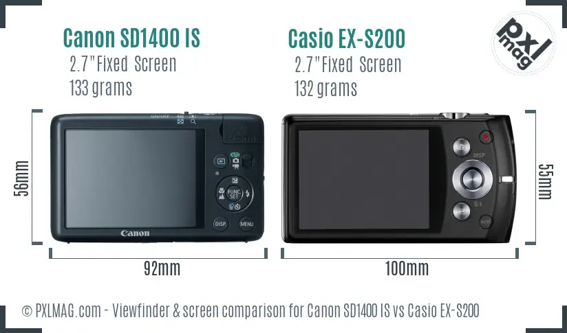 Canon SD1400 IS vs Casio EX-S200 Screen and Viewfinder comparison
