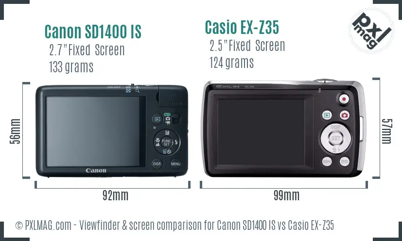 Canon SD1400 IS vs Casio EX-Z35 Screen and Viewfinder comparison