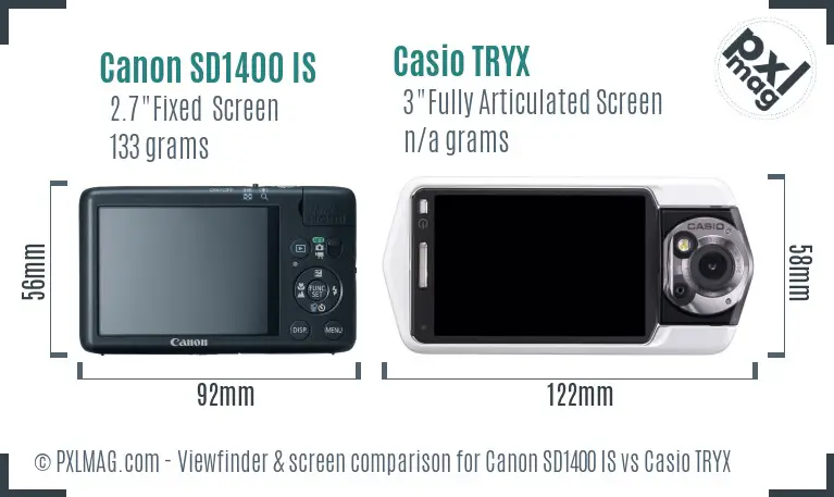 Canon SD1400 IS vs Casio TRYX Screen and Viewfinder comparison