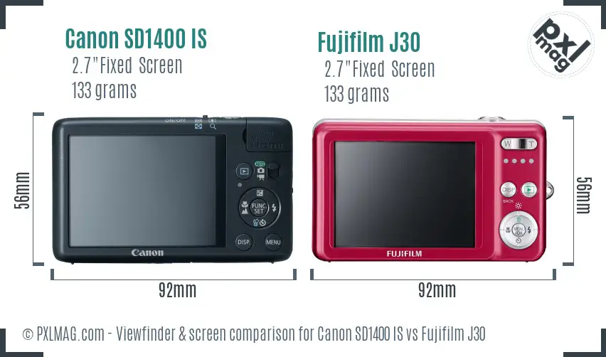 Canon SD1400 IS vs Fujifilm J30 Screen and Viewfinder comparison Canon SD1400 IS vs Fujifilm J30 Screen and Viewfinder comparison