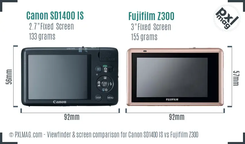 Canon SD1400 IS vs Fujifilm Z300 Screen and Viewfinder comparison Canon SD1400 IS vs Fujifilm Z300 Screen and Viewfinder comparison