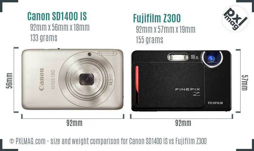 Canon SD1400 IS vs Fujifilm Z300 size comparison Canon SD1400 IS vs Fujifilm Z300 size comparison