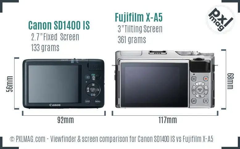 Canon SD1400 IS vs Fujifilm X-A5 Screen and Viewfinder comparison