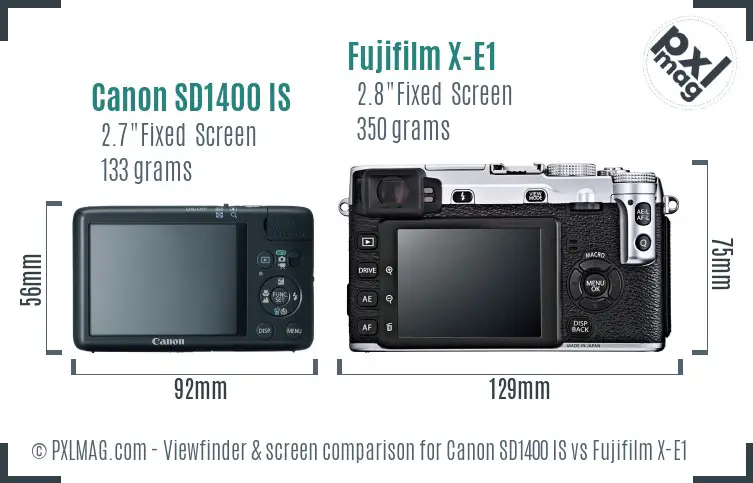 Canon SD1400 IS vs Fujifilm X-E1 Screen and Viewfinder comparison