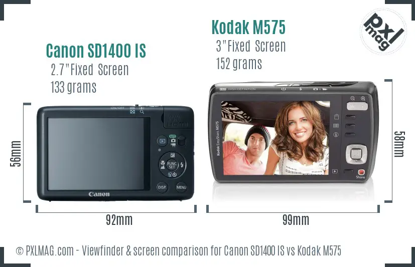 Canon SD1400 IS vs Kodak M575 Screen and Viewfinder comparison Canon SD1400 IS vs Kodak M575 Screen and Viewfinder comparison