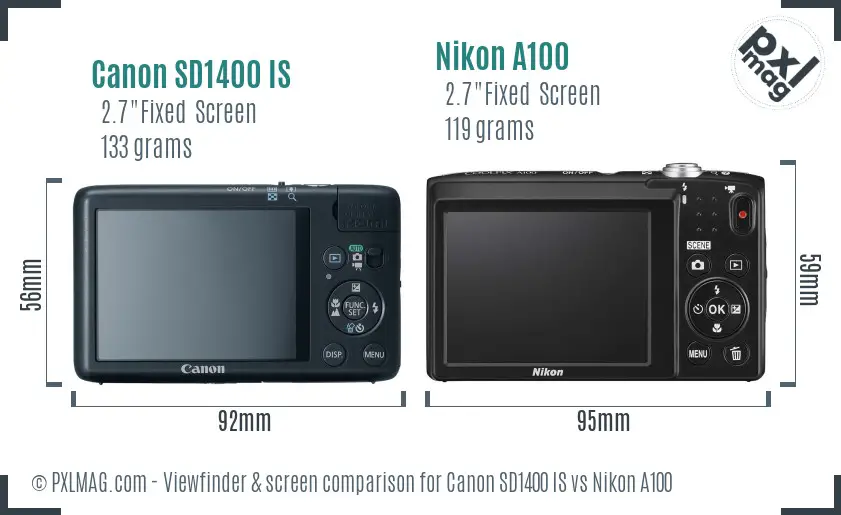 Canon SD1400 IS vs Nikon A100 Screen and Viewfinder comparison
